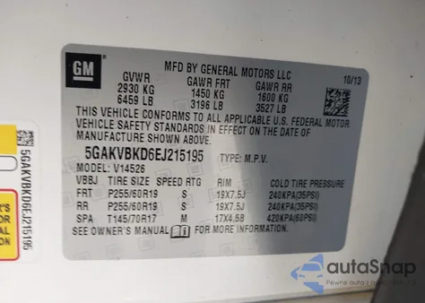 2014 Buick Enclave Leather из США, поврежденный, VIN 5GAKVBKD6EJ215195